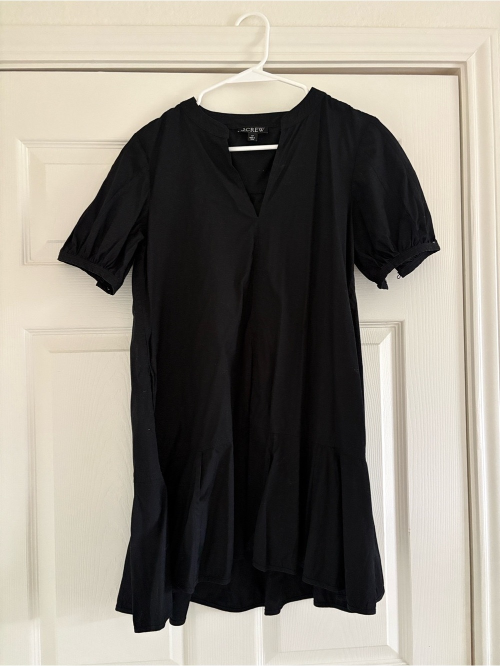 J.Crew Dropped Waist Split V-Neck Mini Tiered Dress Black Small Like New